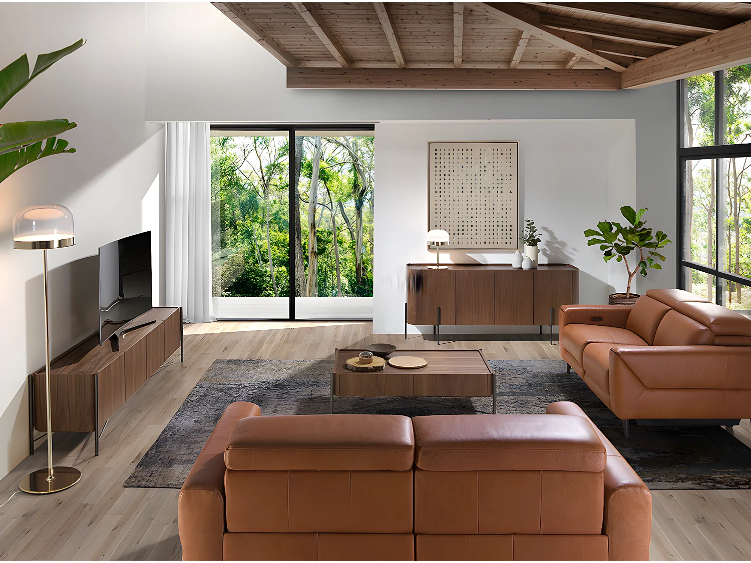 Candeeiro de pé em aço dourado e vidro 8067