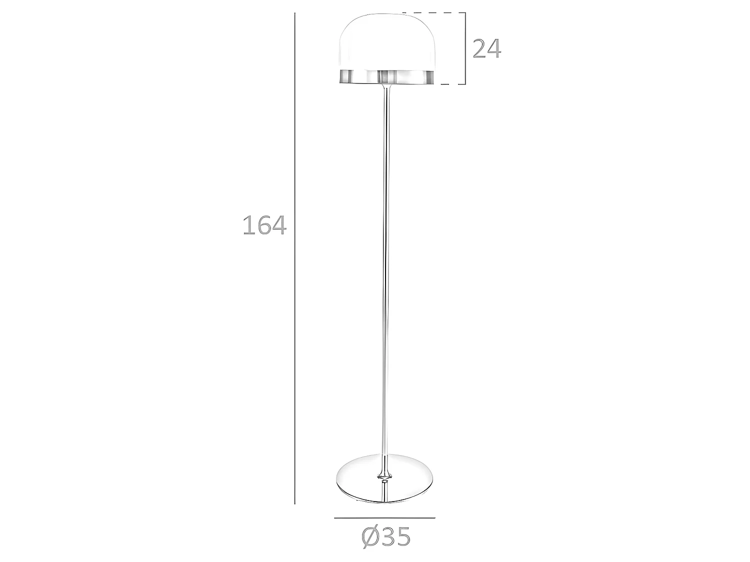 Candeeiro de pé em aço dourado e vidro 8067