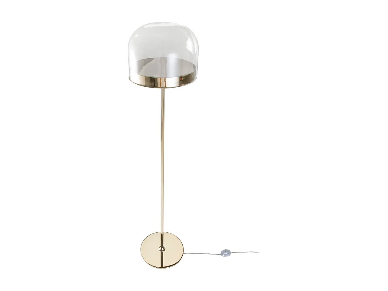 Candeeiro de pé em aço dourado e vidro 8067