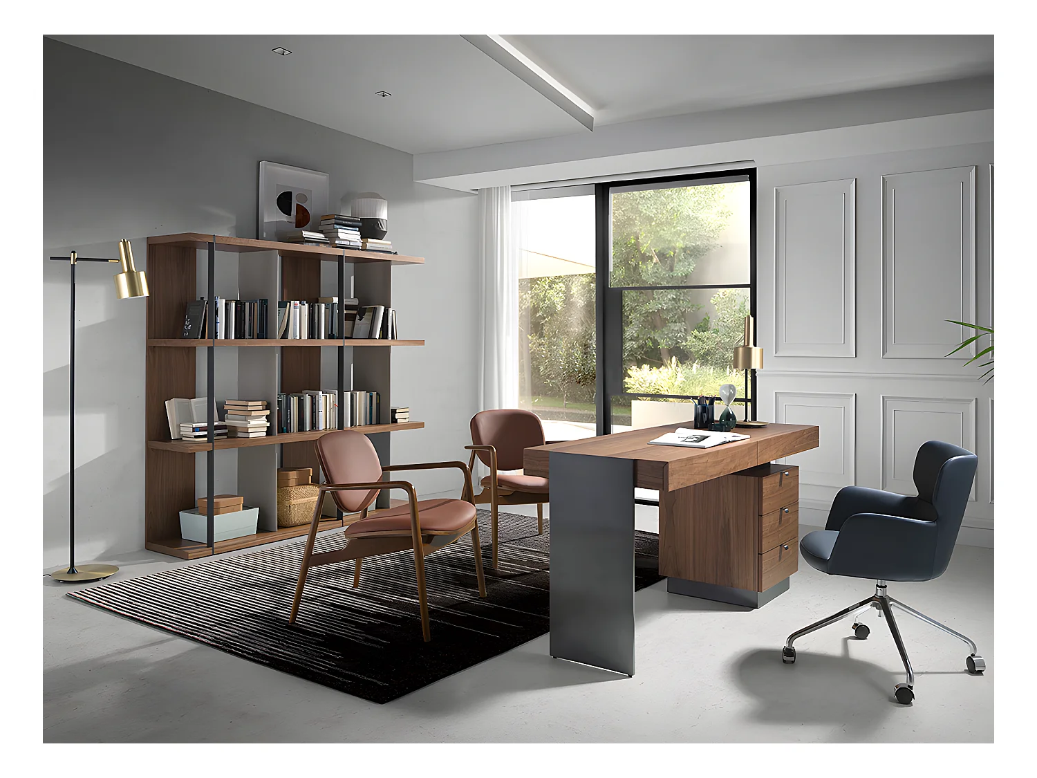 Étagères en noyer et acier noir 3236 ANGEL CERDA