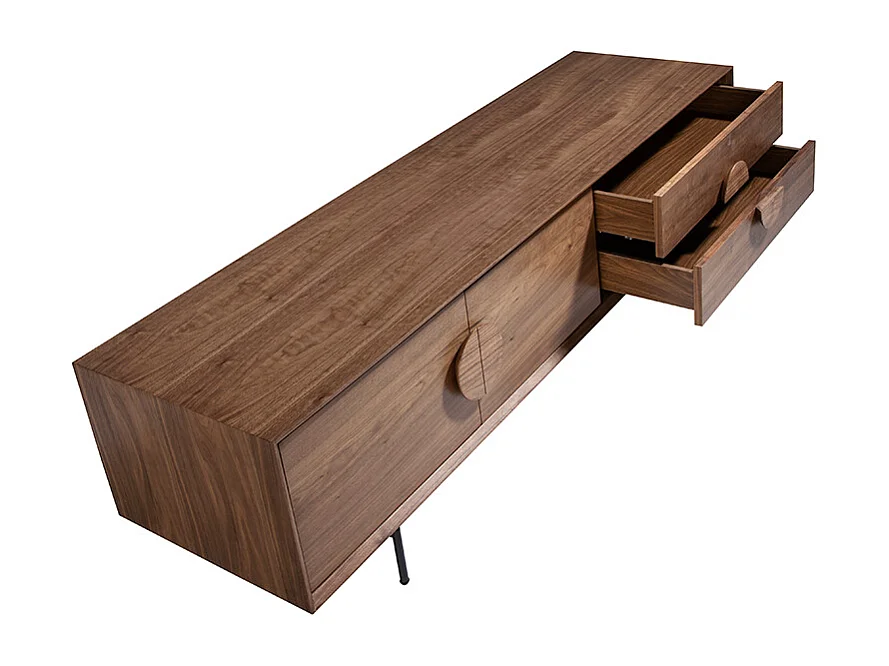 Meuble TV noyer et acier noir