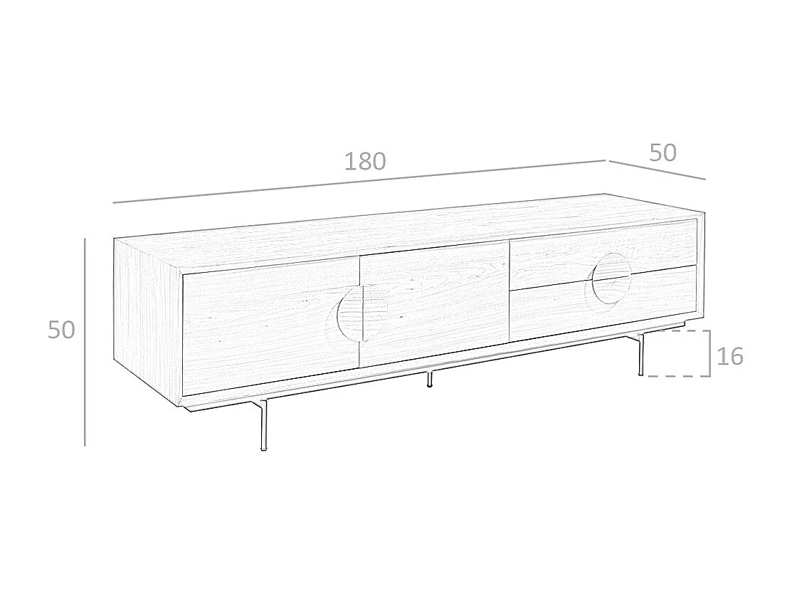 Meuble TV noyer et acier noir