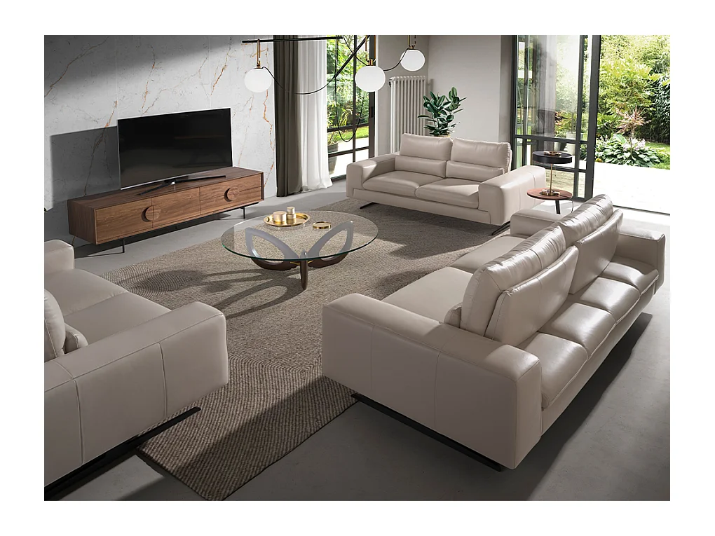 Meuble TV noyer et acier noir