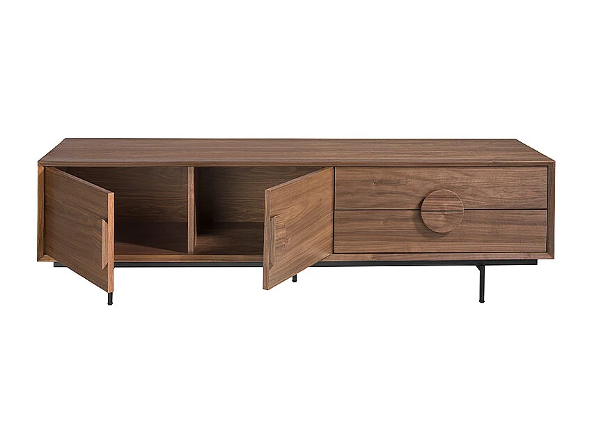 TV-meubel walnoot en zwart staal