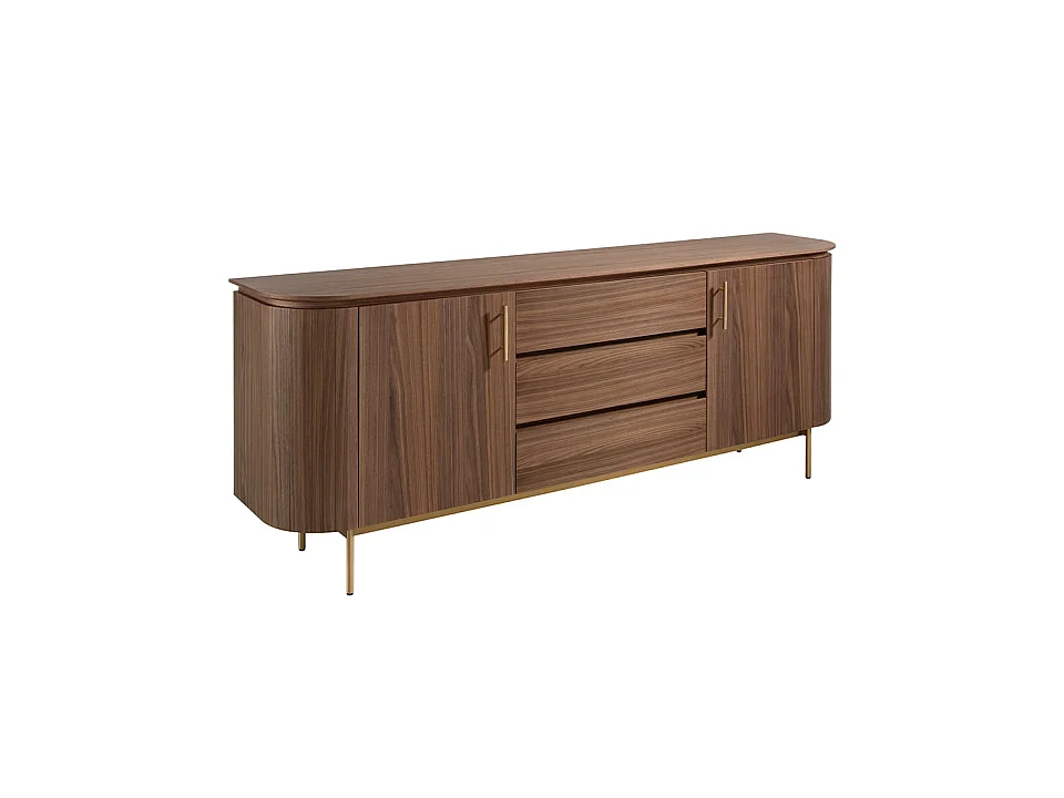 Sideboard Nussbaum und goldener polierter Stahl 3228 ANGEL CERDA