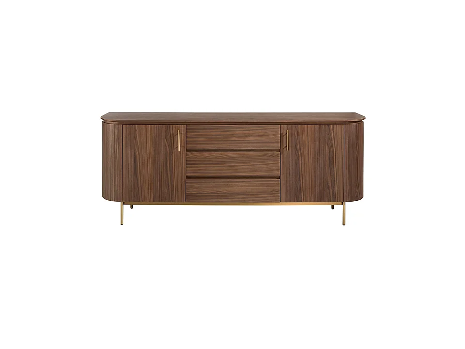 Sideboard Nussbaum und goldener polierter Stahl 3228 ANGEL CERDA