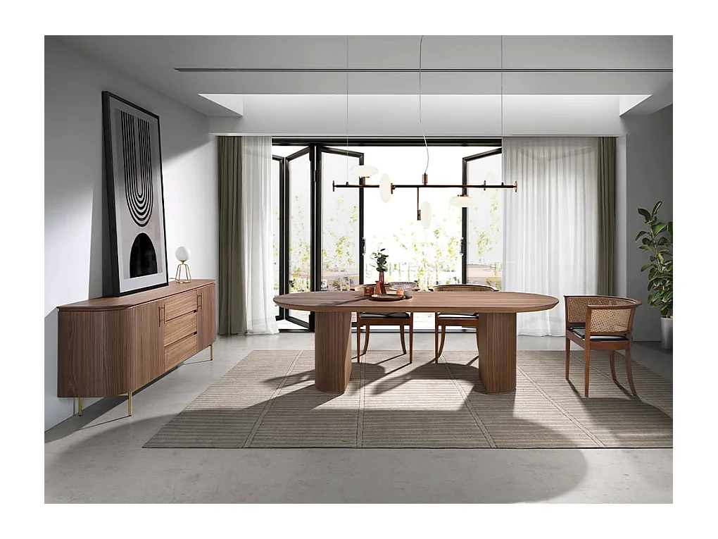 Sideboard Nussbaum und goldener polierter Stahl 3228 ANGEL CERDA