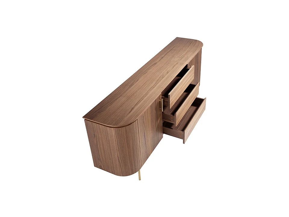 Sideboard Nussbaum und goldener polierter Stahl 3228 ANGEL CERDA