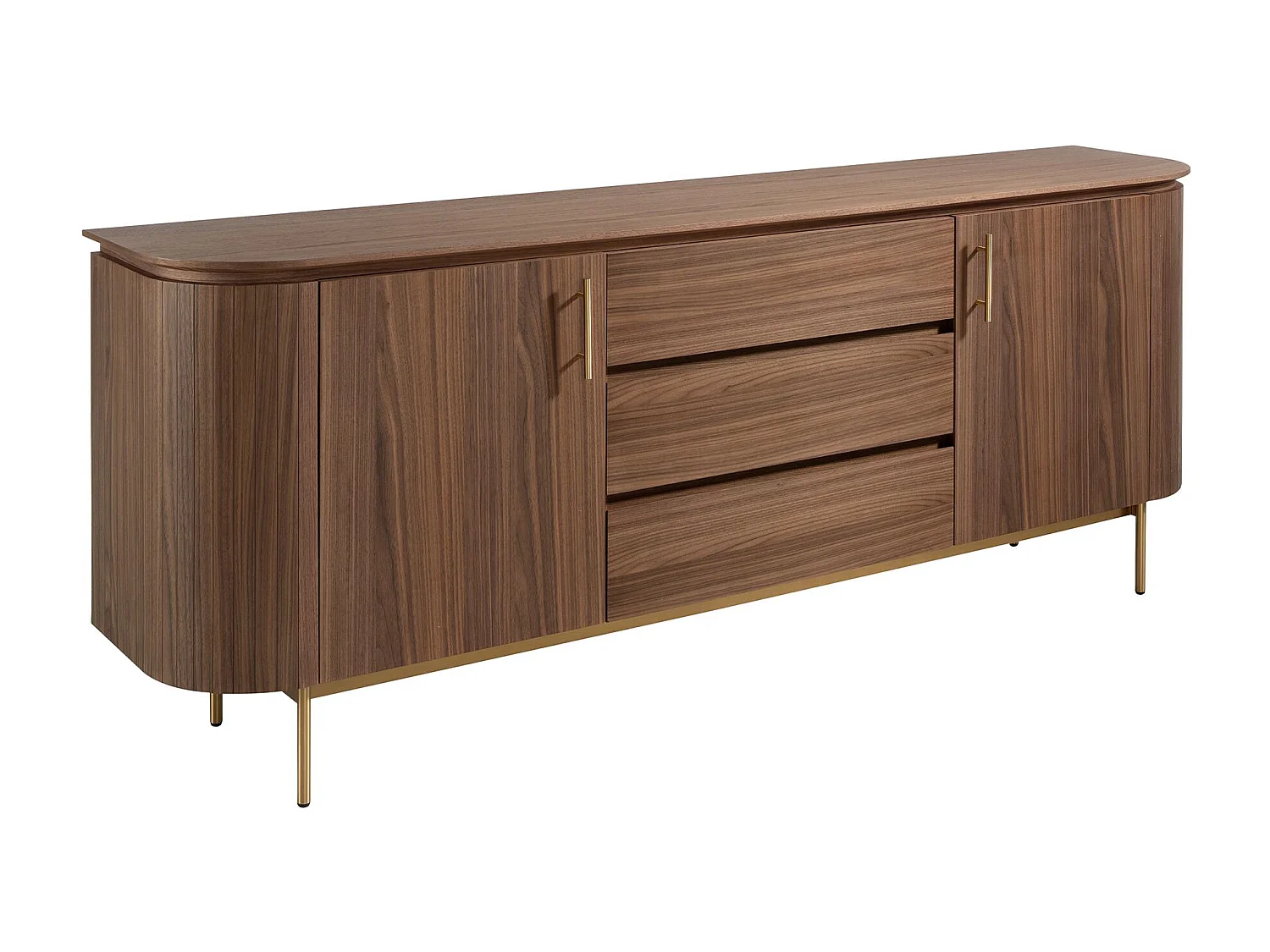 Sideboard Nussbaum und goldener polierter Stahl 3228 ANGEL CERDA