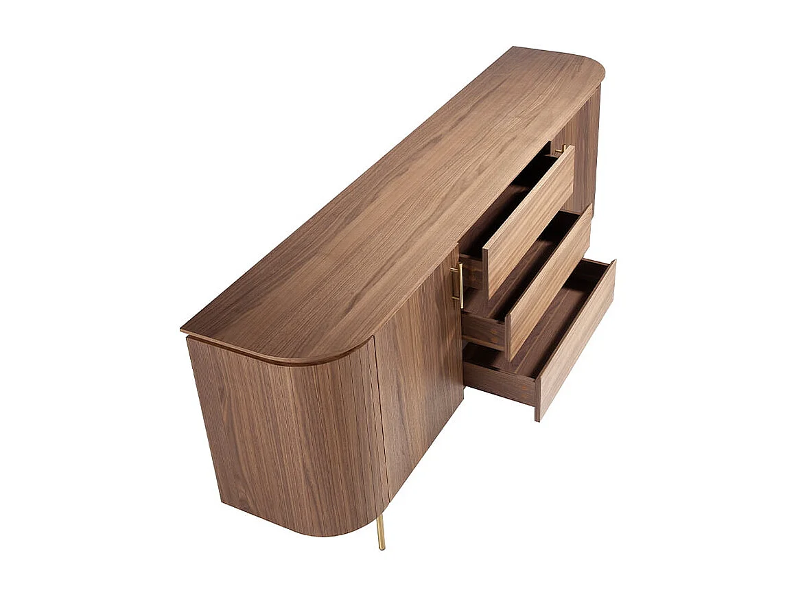 Sideboard Nussbaum und goldener polierter Stahl 3228 ANGEL CERDA