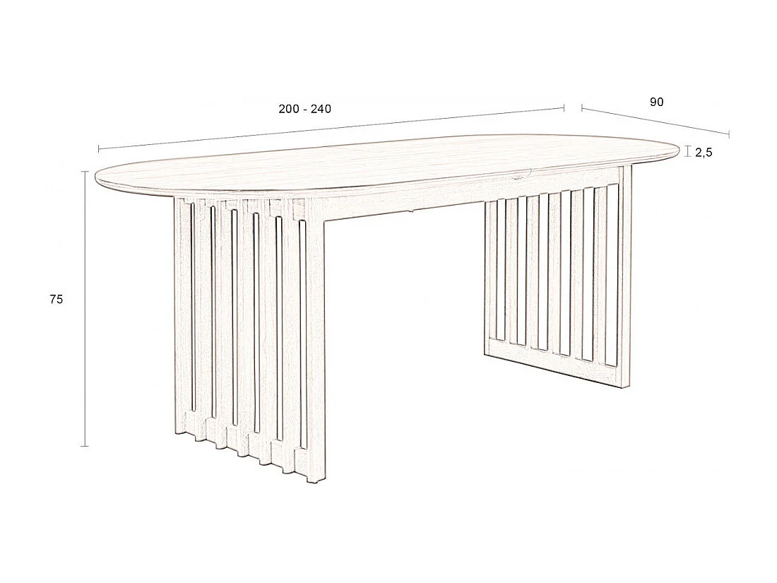 BARLET - Table de repas extensible ovale en bois de chêne clair