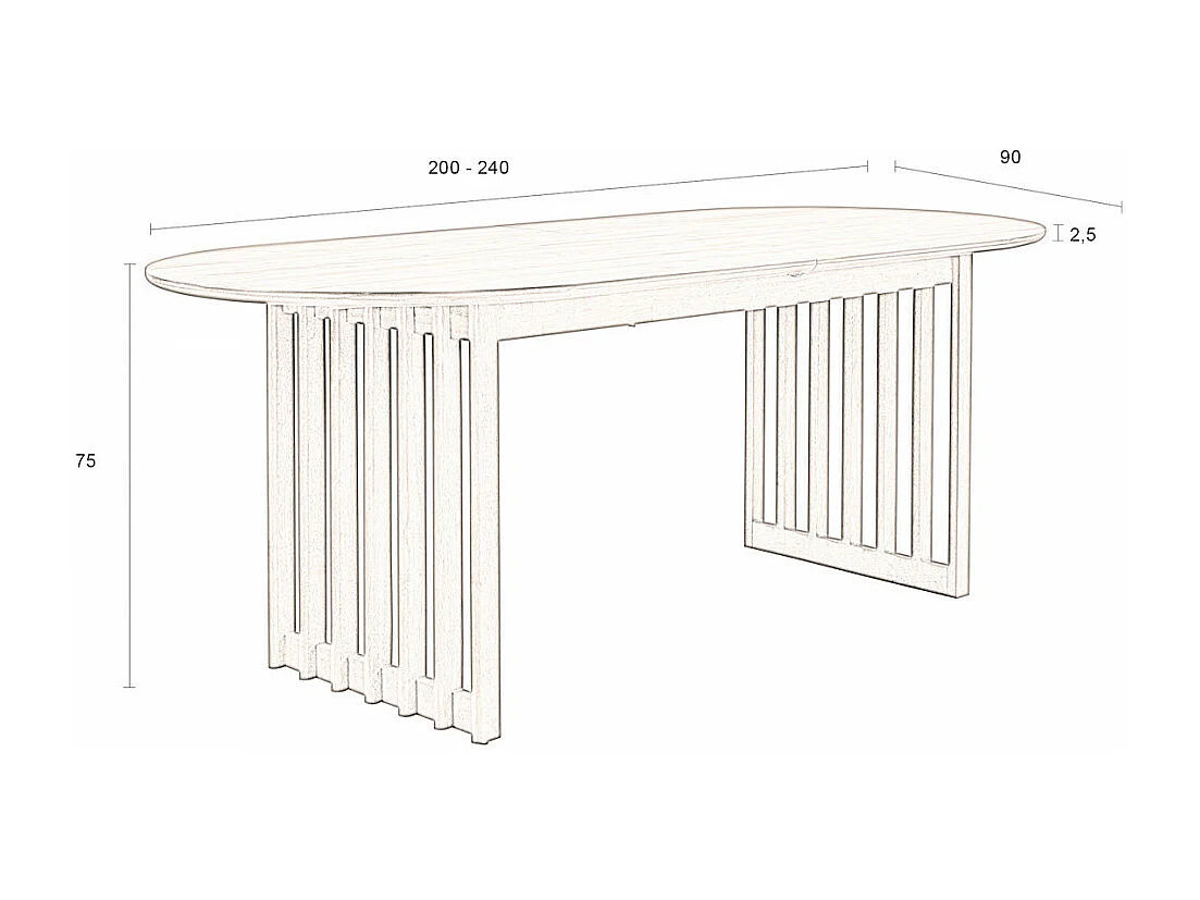 BARLET - Table de repas extensible ovale en bois de chêne clair