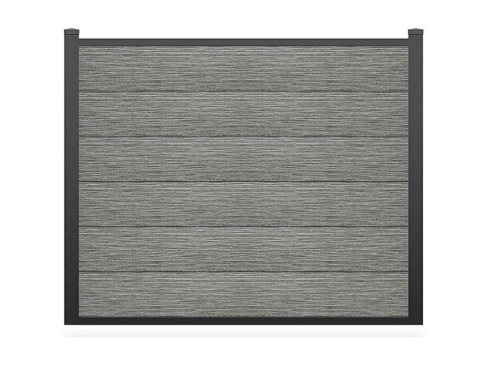 Clôture à poser H 156 cm - Kit de 6 lames en composite + 2 poteaux gris clair - ENOLA