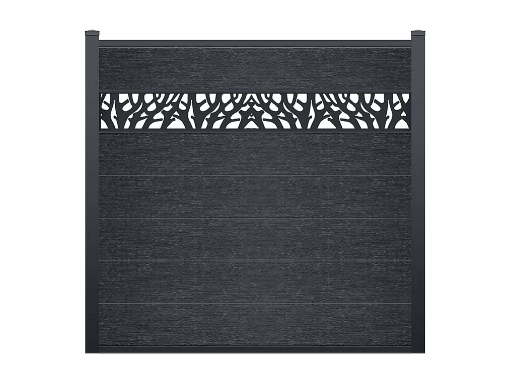 Clôture à poser H 181 cm - Kit 7 lames en composite avec décor + 2 poteaux anthracite - ENOLA