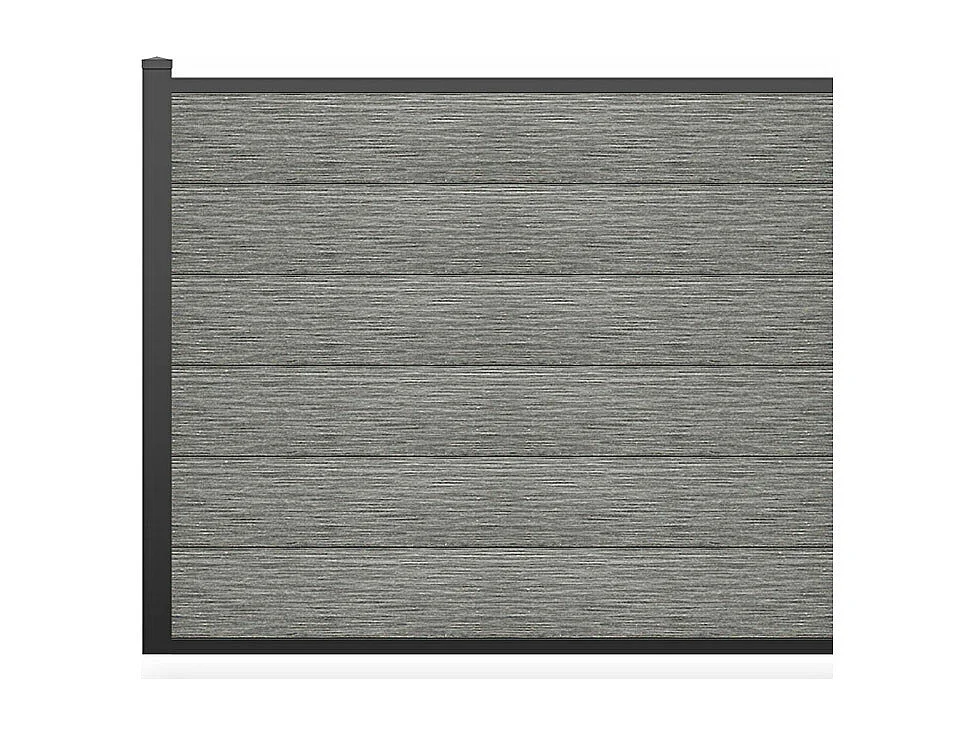 Clôture à poser H 156 cm - Kit de 6 lames en composite + 1 poteau gris clair - ENOLA