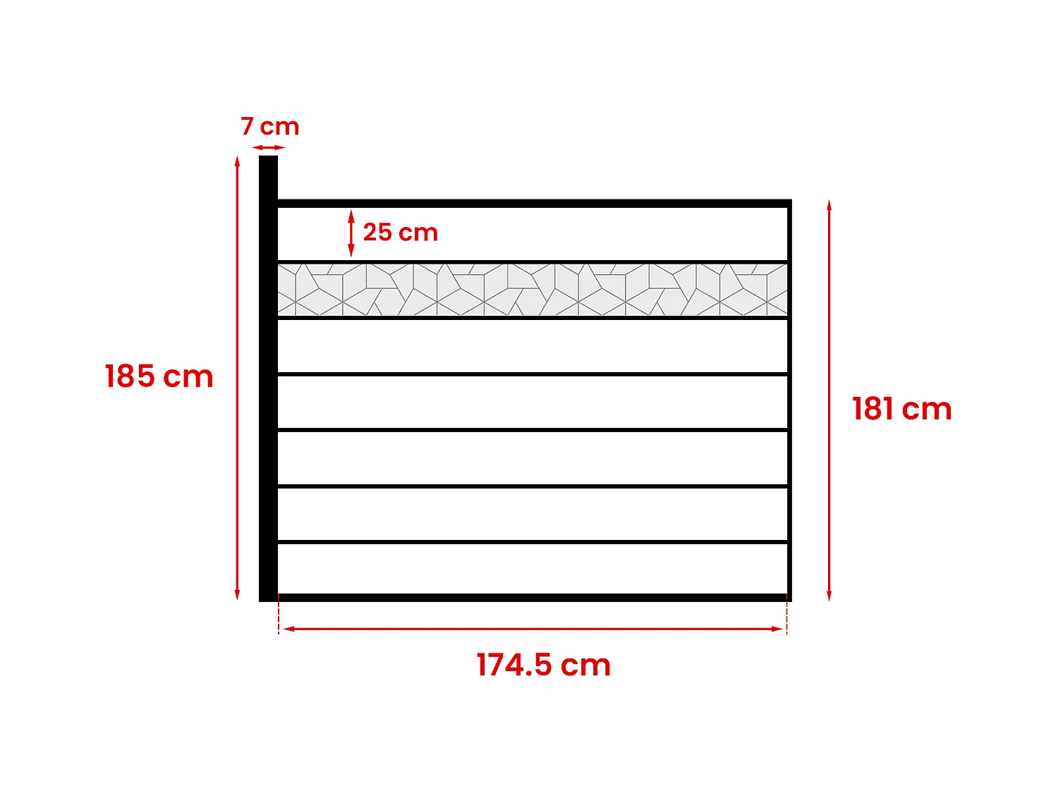 Clôture à poser H 181 cm - Kit 7 lames en composite avec décor + 1 poteau gris clair - ENOLA