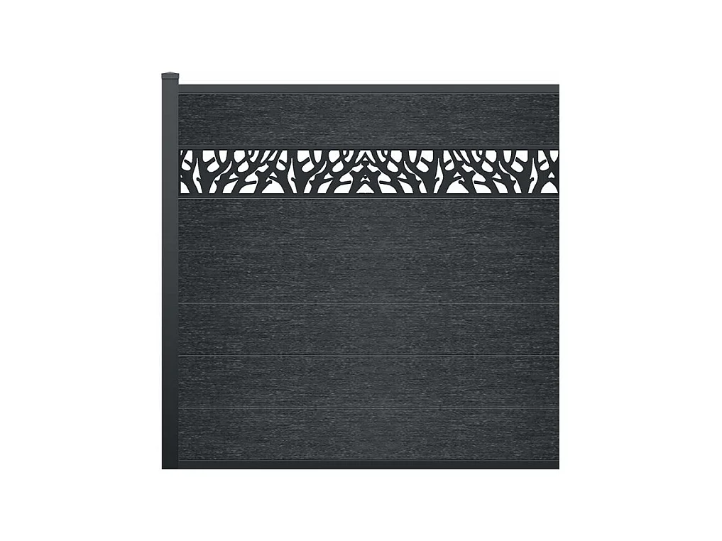 Clôture à poser H 181 cm - Kit 7 lames en composite avec décor + 1 poteau anthracite - ENOLA