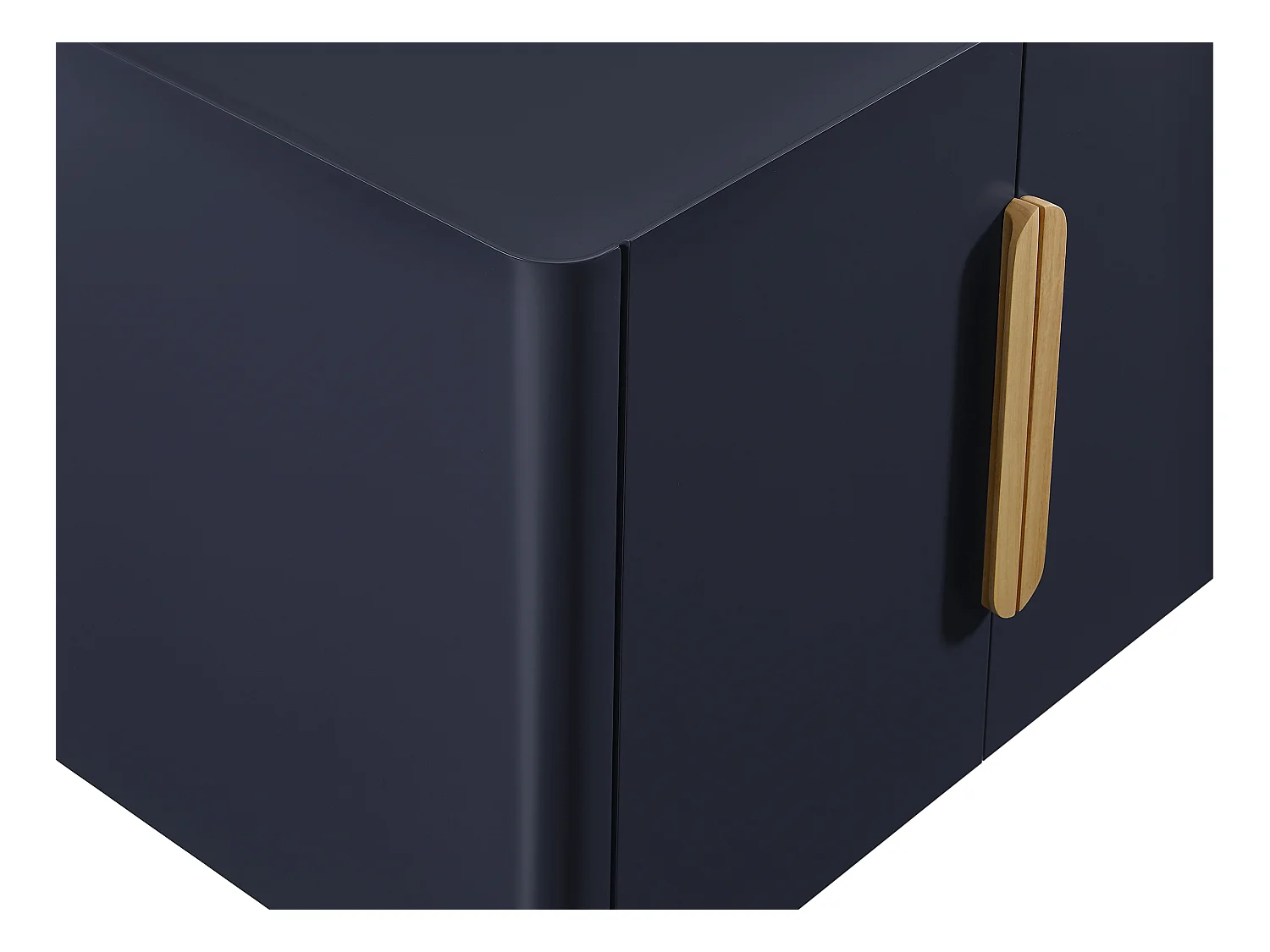 Aparador con 4 puertas de MDF y madera de hevea - Azul y Natural claro - DUNELON