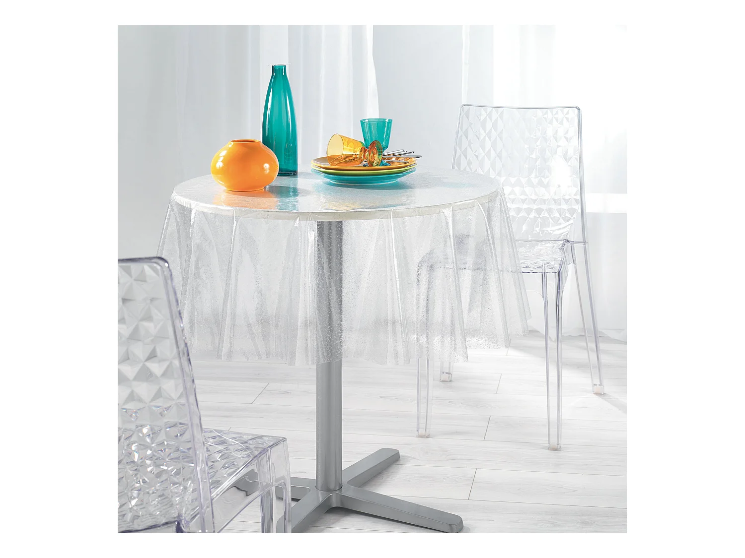 Nappe Ronde Cristal "Paillette" 140cm Transparent