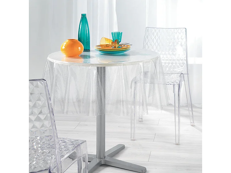 Nappe Ronde Cristal "Paillette" 140cm Transparent