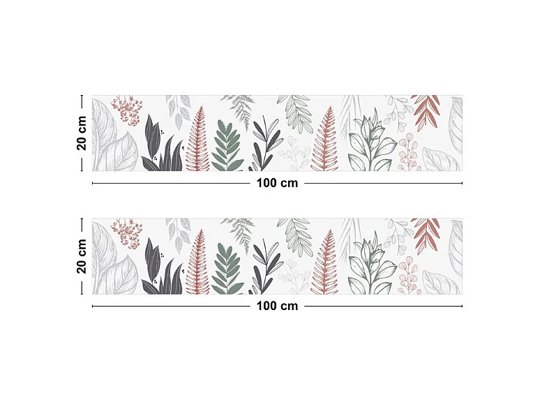 Crédence cuisine adhésive en aluminium floral vert - 200x20 cm (en 2 bandeaux)