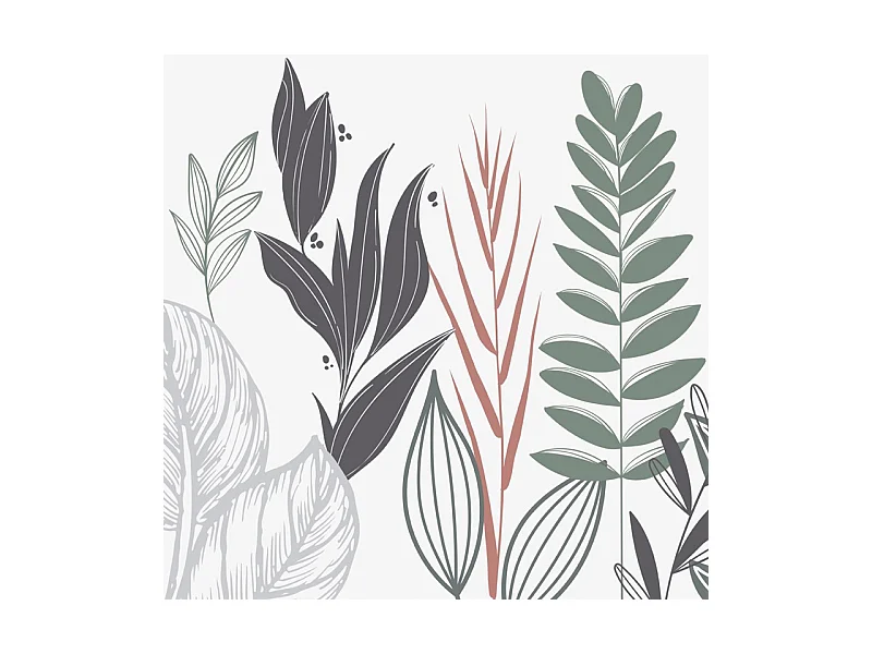 Crédence cuisine adhésive en aluminium floral vert - 200x20 cm (en 2 bandeaux)