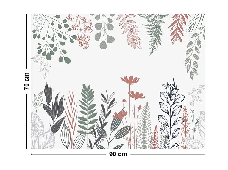 Fond de hotte adhésif en aluminium floral vert - 70x90 cm