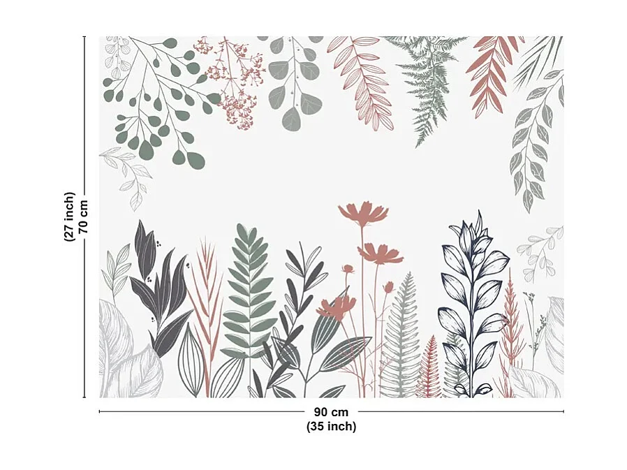 Fond de hotte en aluminium - floral bleu profond et vert - 70x90 cm