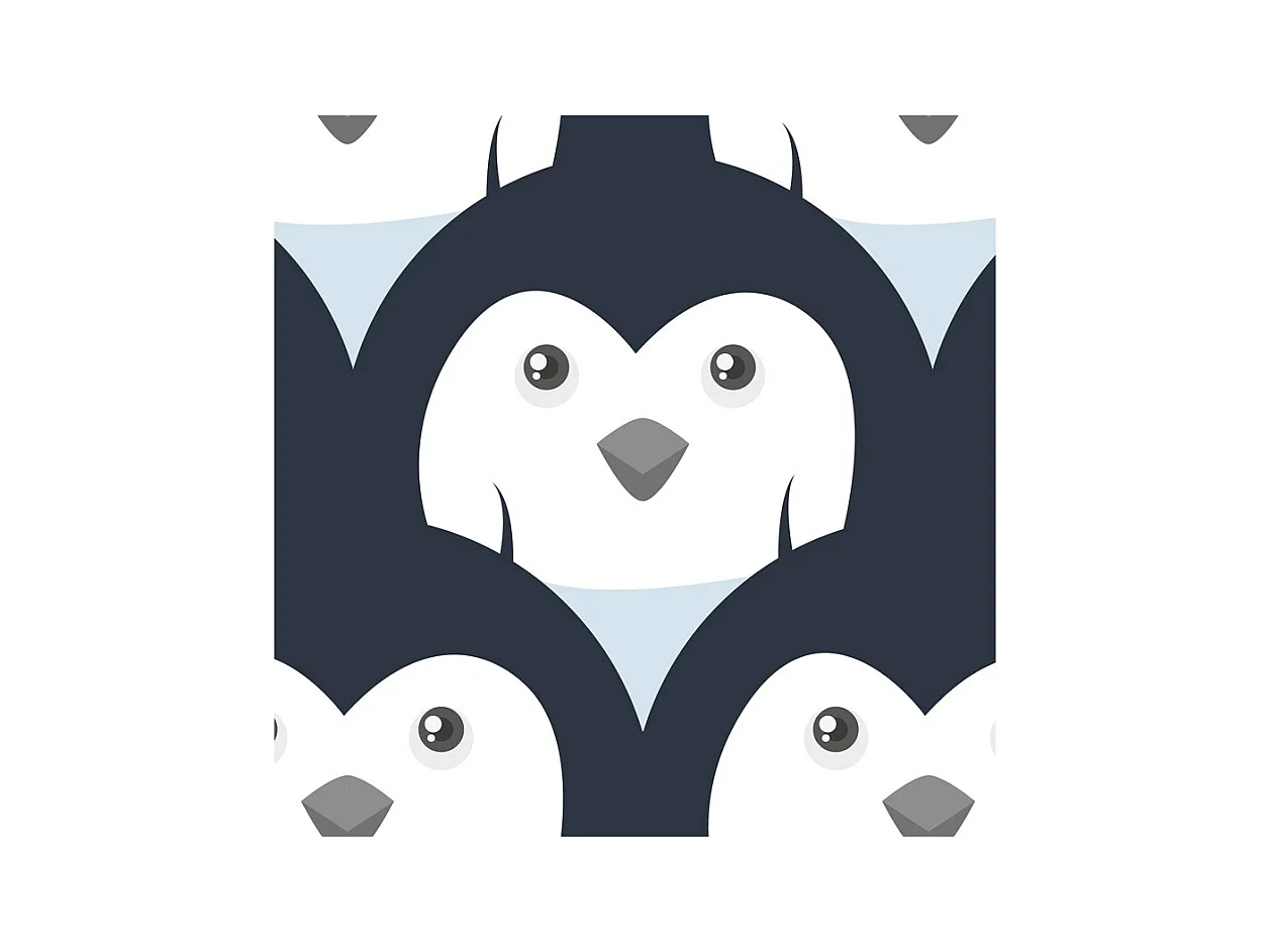 Papier peint panoramique - Pingouins - Noir - intissé : 150g/m² - 3 lés : 144x270cm