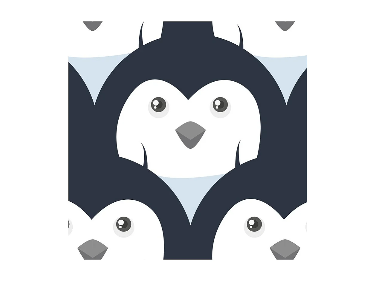 Papier peint panoramique - Pingouins - Noir - intissé : 150g/m² - 3 lés : 144x270cm