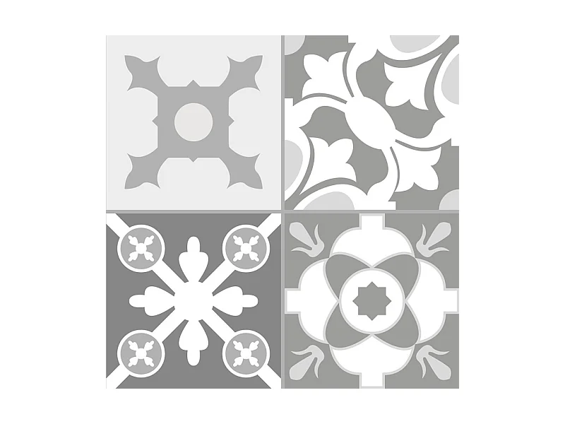 Crédence adhésive pour salle de bain en PVC style carreaux de ciment gris 140x30 cm (en 2 bandeaux)