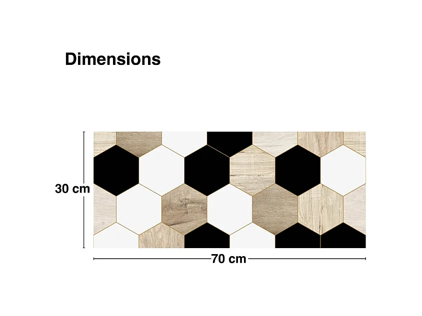 Crédence adhésive pour salle de bain en PVC style bois carreaux de ciment beige et noir 140x30 cm (en 2 bandeaux)