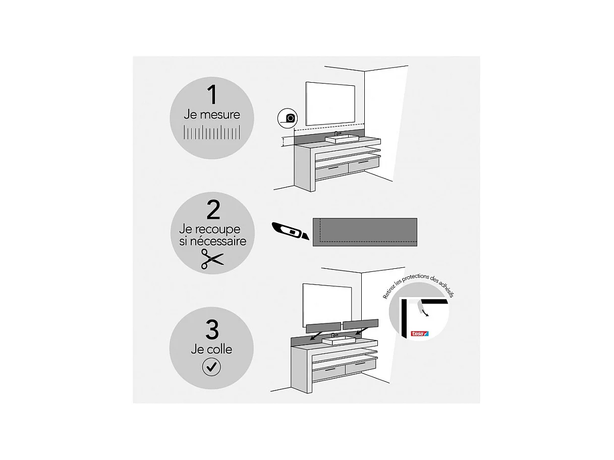Crédence adhésive pour salle de bain en PVC style terrazzo blanc 140x30 cm (en 2 bandeaux)