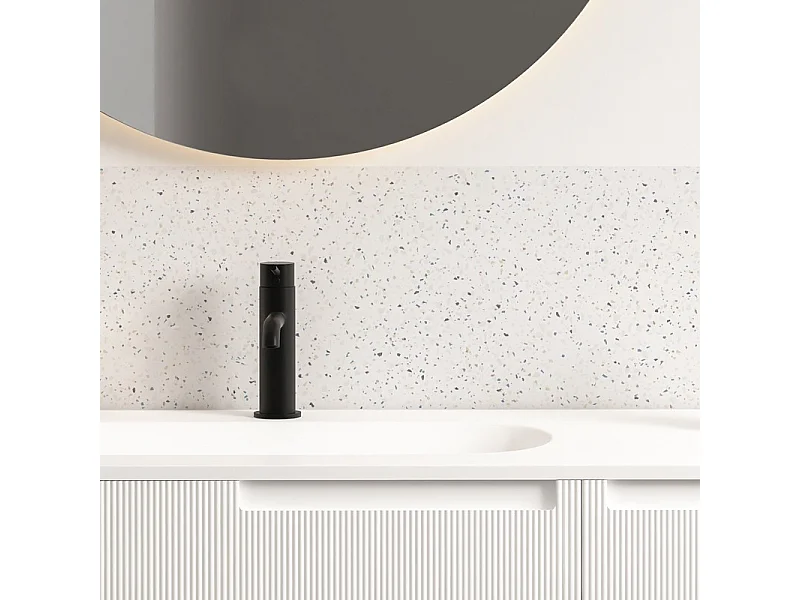 Crédence pour salle de bain en PVC style terrazzo blanc 140x30 cm (en 2 bandeaux)