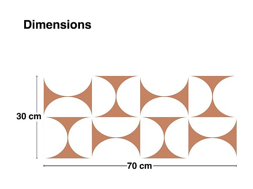 Crédence adhésive pour salle de bain en PVC géométrique terracotta 140x30 cm (en 2 bandeaux)