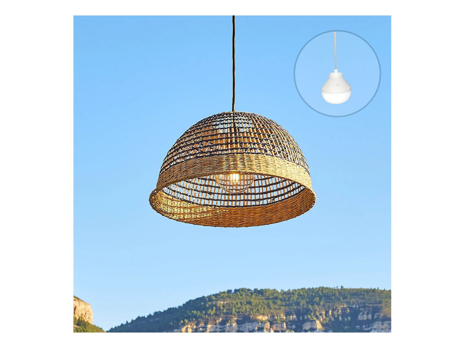 Suspension nomade CESARE Beige Herbe marine H19cm