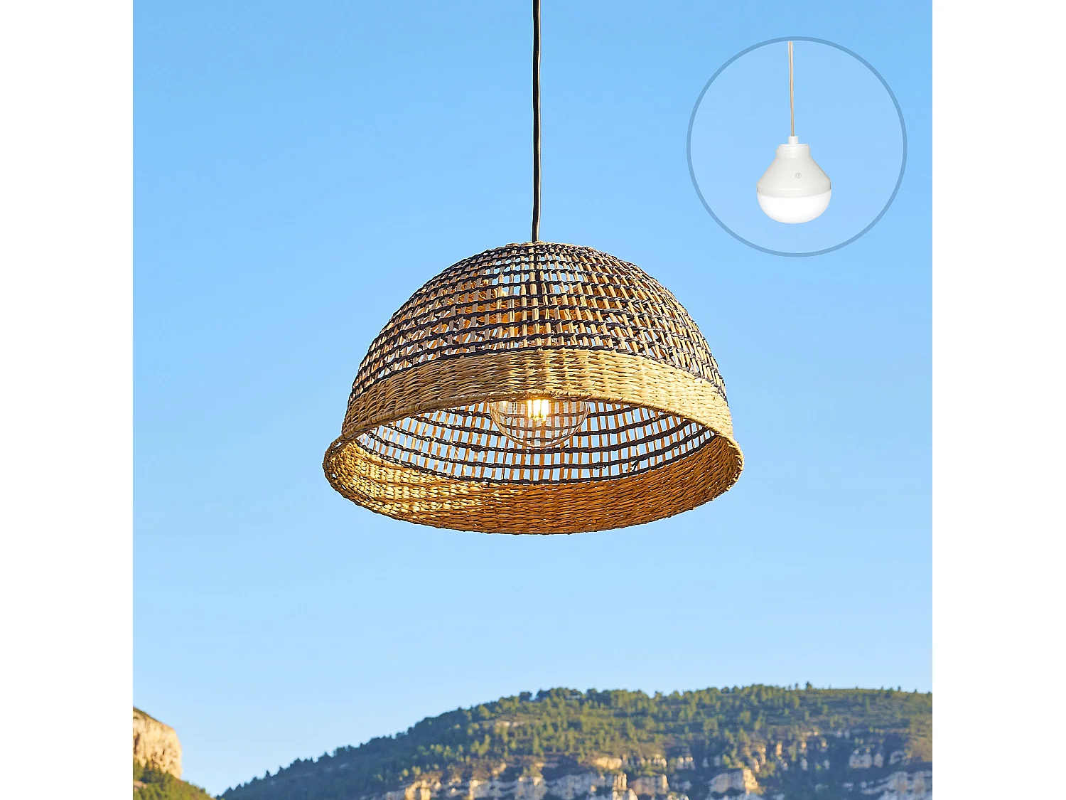 Suspension nomade CESARE Beige Herbe marine H19cm