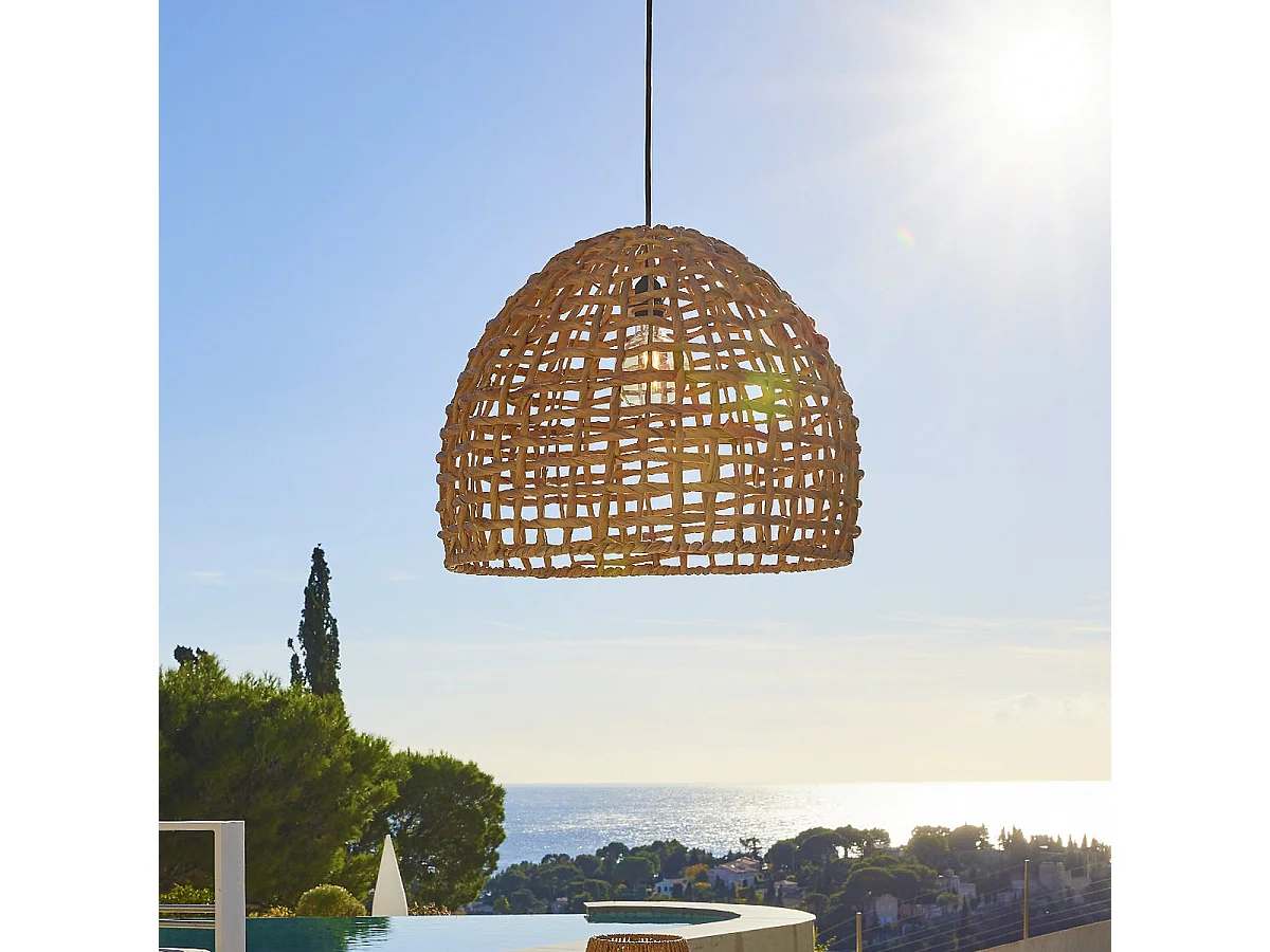 Suspension d'extérieur avec câble AMADEO Beige Fibre naturelle H38cm