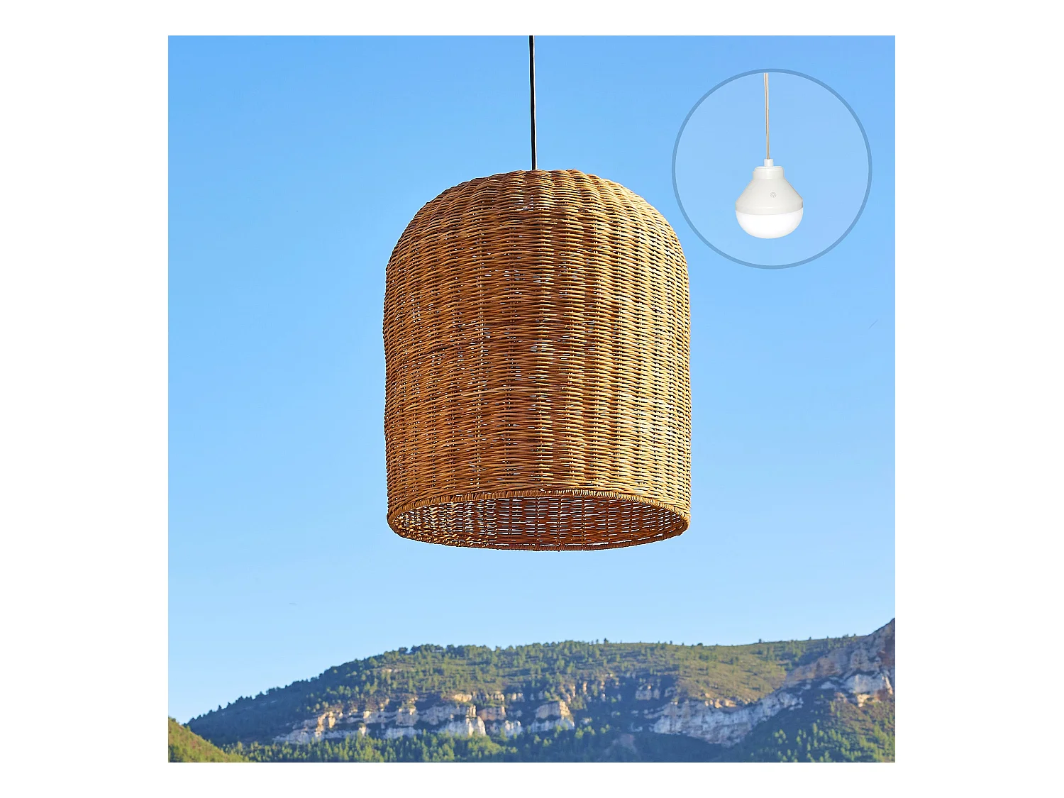 Suspension nomade GIACOMO Beige Rotin H45cm