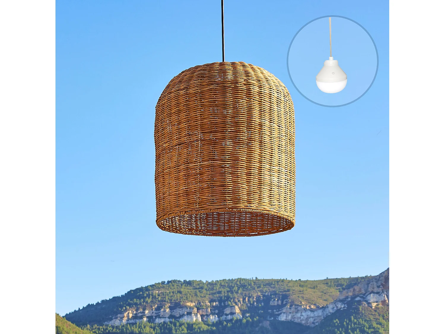 Suspension d'extérieur nomade GIACOMO Beige Rotin H45cm