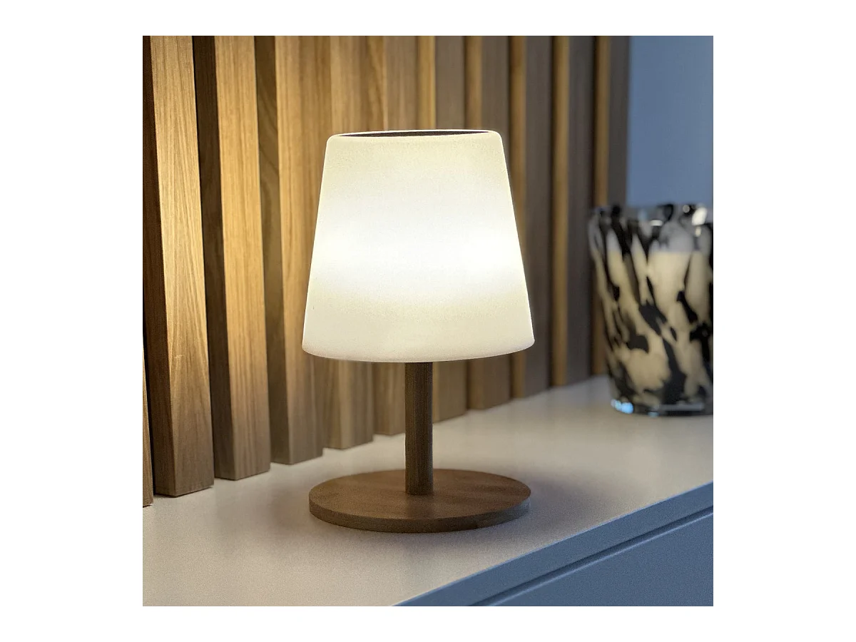 Lampe de table solaire STANDY MINI Blanc Bambou H25cm