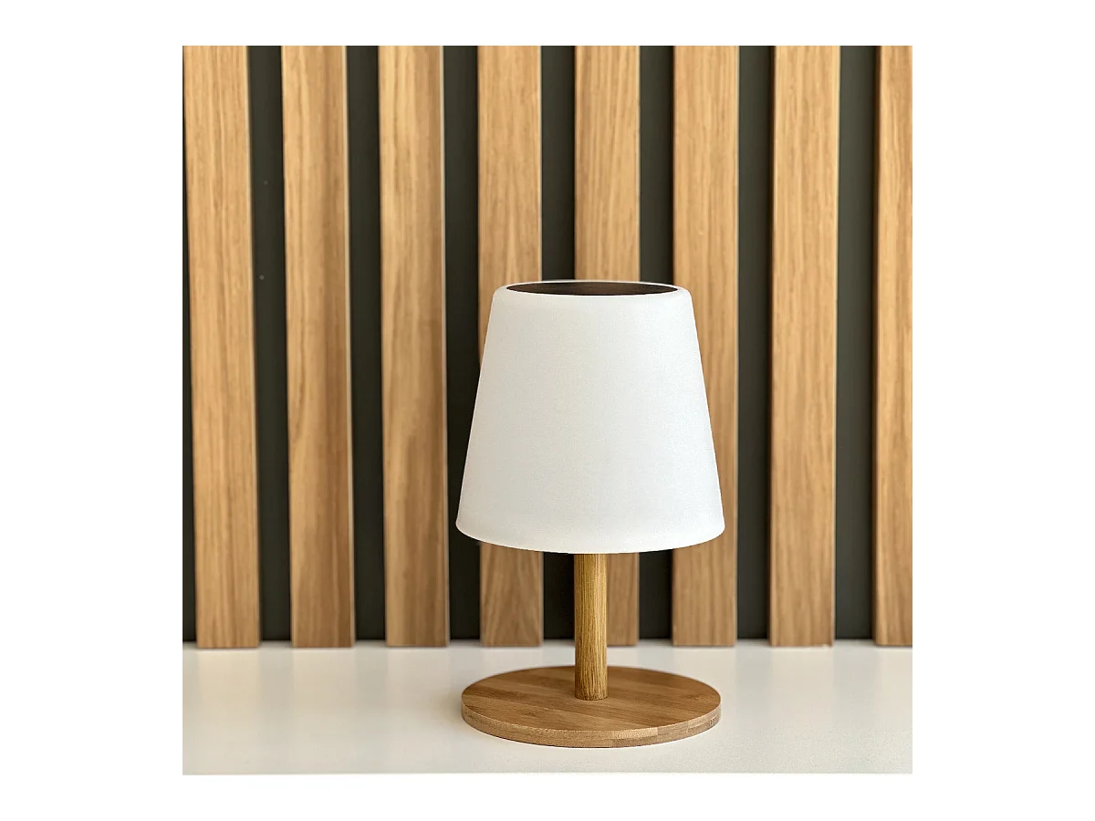Lampe de table solaire STANDY MINI Blanc Bambou H25cm