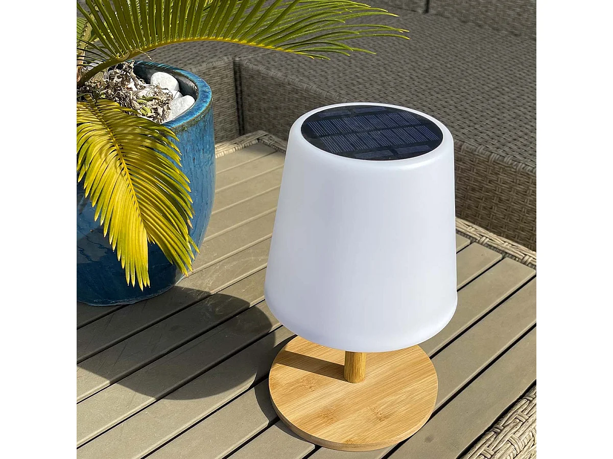Lampe de table solaire STANDY MINI WOOD SOLAR H25cm