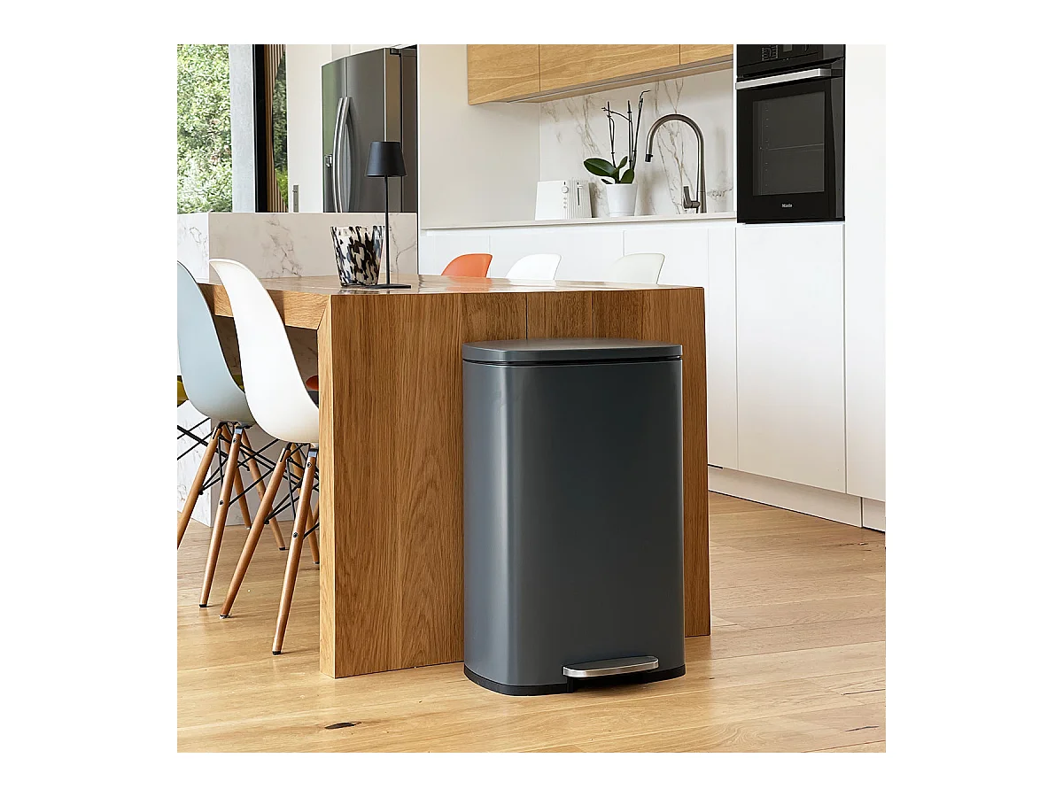 Poubelle de cuisine à pédale ADMIRAL Gris Acier inoxydable 50L