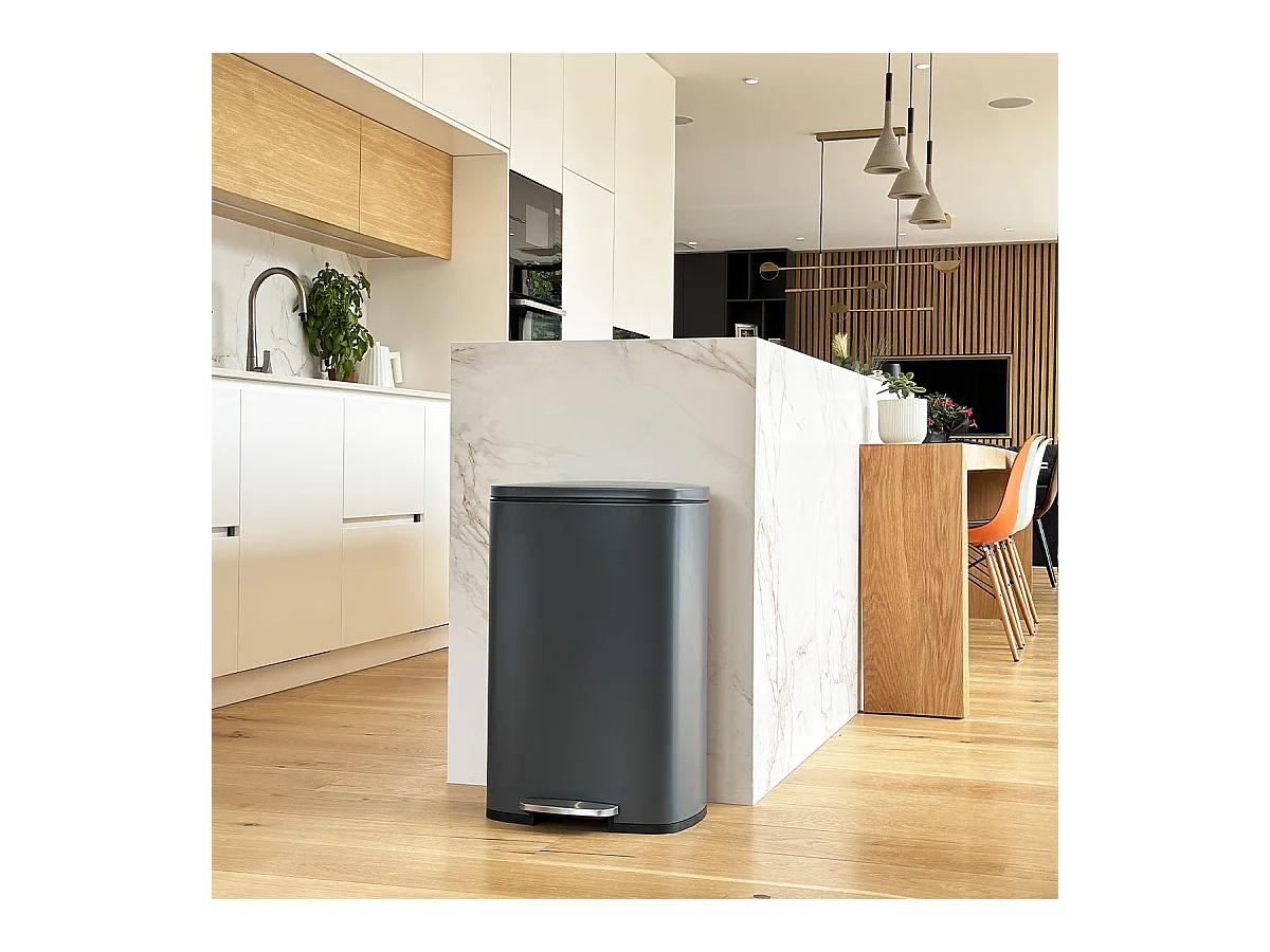 Poubelle de cuisine à pédale ADMIRAL Gris Acier inoxydable 50L