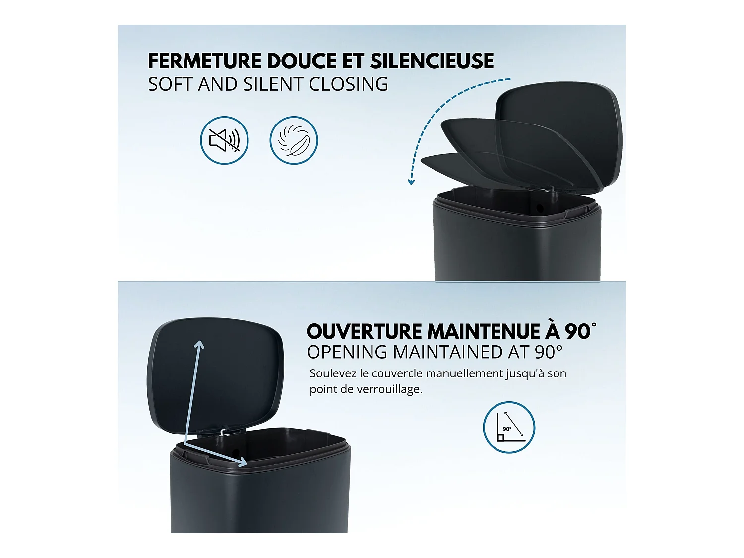 Poubelle de cuisine à pédale ADMIRAL Gris Acier inoxydable 50L