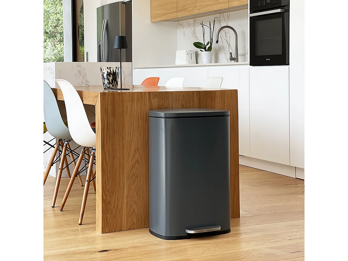 Kosz na Śmieci z Pedałem Inox ADMIRAL szary 50L