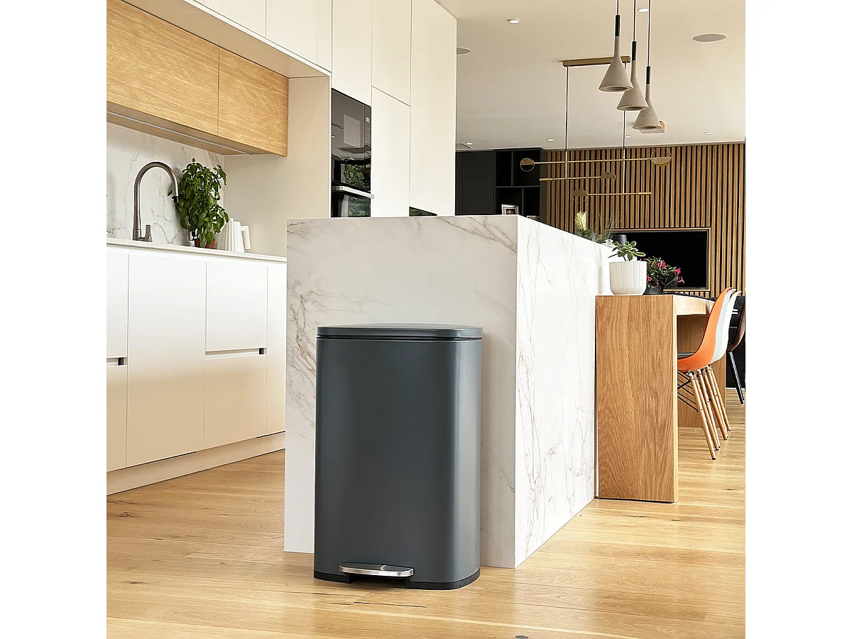 Kosz na Śmieci z Pedałem Inox ADMIRAL szary 50L