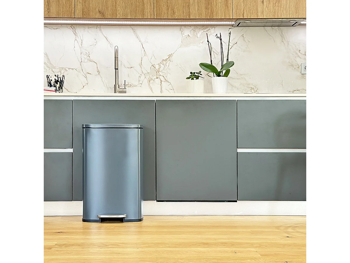 Kosz na Śmieci z Pedałem Inox ADMIRAL szary 50L