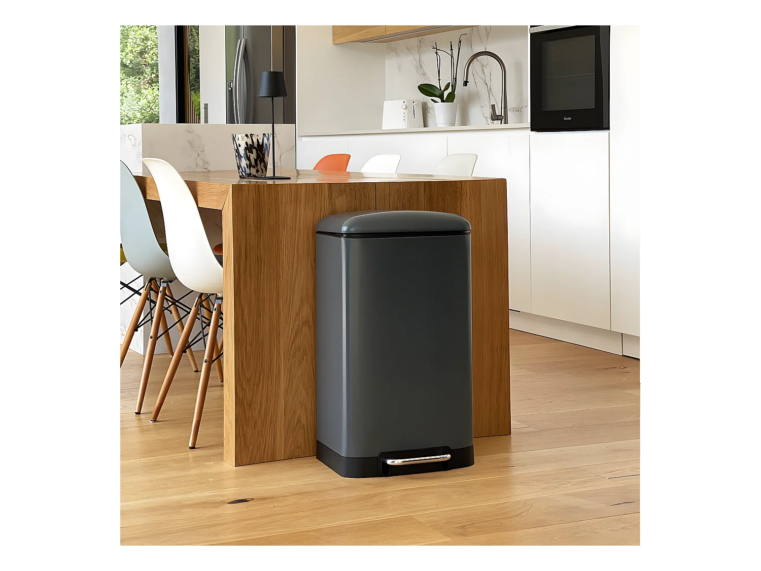 Poubelle de cuisine à pédale GREENWICH Gris Acier inoxydable 40 L